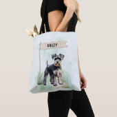 Schnauzer Watercolor Personalized Dog Tote Bag (Dichtbij)