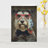 Schnauzer Wenskaart Alle gelegenheden Kaart (Gele Bloem)