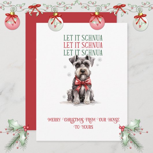 Schnauzer Whimsical Kerstmis | Feestdagenkaart