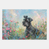 Schnauzer Wildflower Decoupage Inpakpapier Vel (Voorkant)