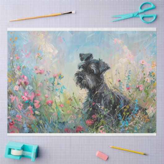 Schnauzer Wildflower Decoupage Tissuepapier (Craft)