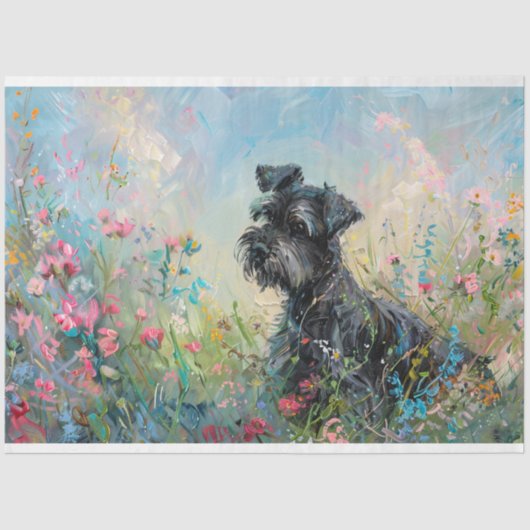 Schnauzer Wildflower Decoupage Tissuepapier (Voorkant)