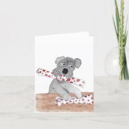 Schnauzer wrapping cadeau feestdagen kaart