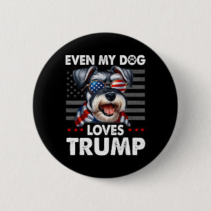 Schnauzer Zelfs mijn hond houdt van Trump Grappig Ronde Button 5,7 Cm
