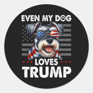 Schnauzer Zelfs mijn hond houdt van Trump Grappig Ronde Sticker