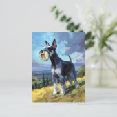 Schnauzer Zonnig Landschap Kunst Briefkaart (Staand voorkant)