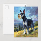 Schnauzer Zonnig Landschap Kunst Briefkaart (Voorkant / Achterkant)