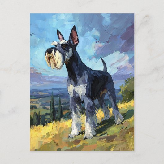 Schnauzer Zonnig Landschap Kunst Briefkaart (Voorkant)