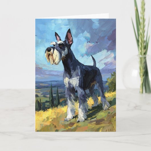 Schnauzer Zonnig Landschap Kunst Kaart (Voorkant)