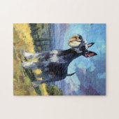 Schnauzer Zonnig Landschap Kunst Legpuzzel (Horizontaal)