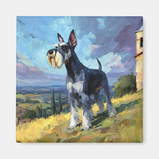 Schnauzer Zonnig Landschap Kunst Magneet