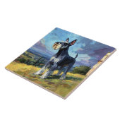 Schnauzer Zonnig Landschap Kunst Tegeltje (Zijkant)