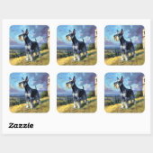 Schnauzer Zonnig Landschap Kunst Vierkante Sticker (Vel)