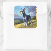Schnauzer Zonnig Landschap Kunst Vierkante Sticker (Tas)