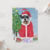 Schnauzerhond in Sneeuw Kerstmis  Kaart (Voorkant / Achterkant in situ)