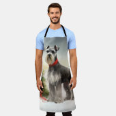 Schnauzerhond in Sneeuw Kerstmis Schort (Gedragen)