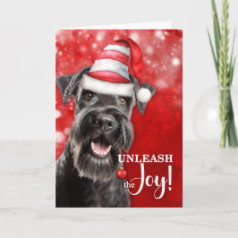 Schnauzerhond Laat de vreugde los Kerstmis Feestdagen Kaart