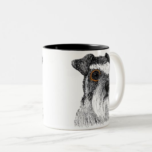schnauzermonocle tweekleurige koffiemok (Voorkant rechts)