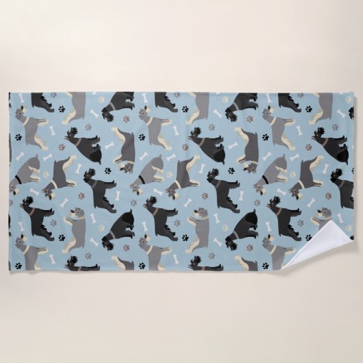 Schnauzerpoten en botten strandlaken (Voorkant)