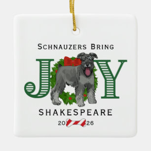 Schnauzers brengen vreugde krans keramisch ornament