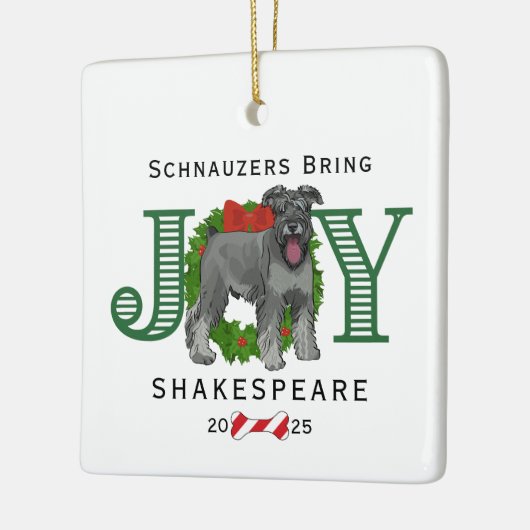 Schnauzers brengen vreugde krans keramisch ornament (Links)