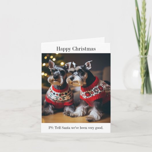 Schnauzers Dragen Kersttruien Kaart (Voorkant)