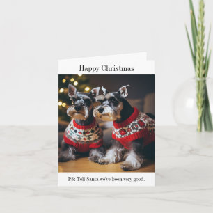 Schnauzers Dragen Kersttruien Kaart