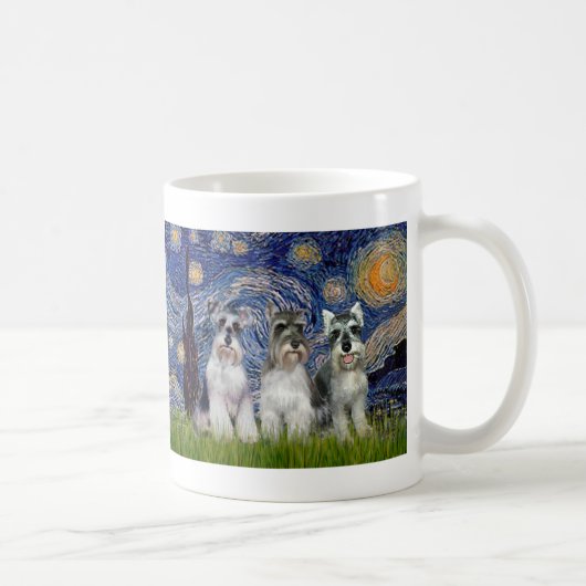 Schnauzers (drie) - De sterrennacht Koffiemok (Rechts)