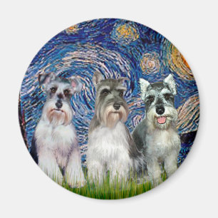 Schnauzers (drie) - De sterrennacht Magneet