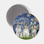 Schnauzers (drie) - Sterrennacht Magneet (Voorkant / Achterkant)