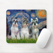 Schnauzers (drie) - Sterrennacht Muismat (Met muis)