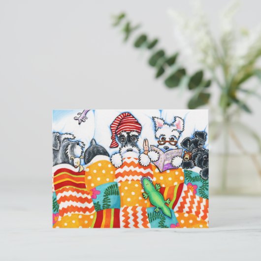 Schnauzers en nossen briefkaart (Staand voorkant)