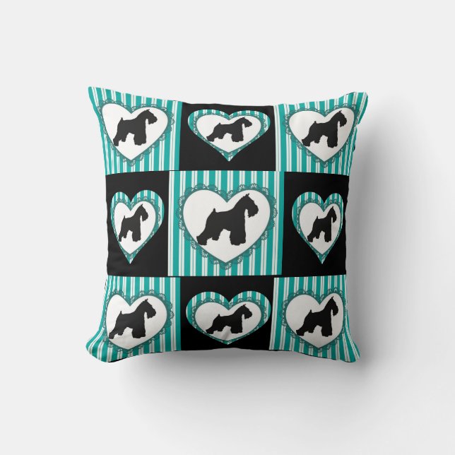 Schnauzers Hearts en Stripes Pillow Kussen (Voorkant)