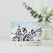 Schnauzers in de winter briefkaart (Staand voorkant)
