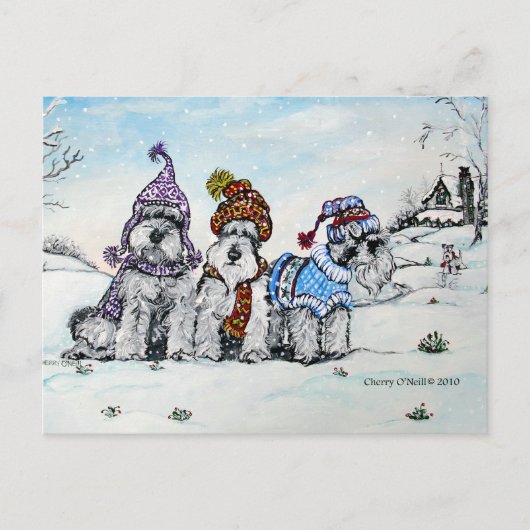 Schnauzers in de winter briefkaart (Voorkant)