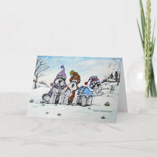 Schnauzers in de winter feestdagen kaart (Voorkant)