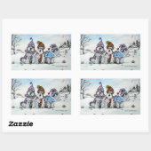 Schnauzers in de winter rechthoekige sticker (Vel)
