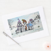 Schnauzers in de winter rechthoekige sticker (Envelop)