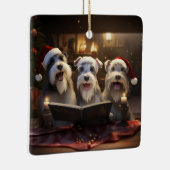 Schnauzers Kerstmis Caroling Feestelijke Vakantie Keramisch Ornament (Rechts)