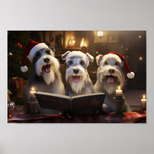 Schnauzers Kerstmis Caroling Feestelijke Vakantie Poster