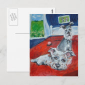 schnauzers op het bed briefkaart (Voorkant / Achterkant)