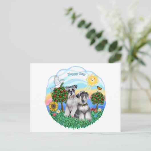 Schnauzers (twee) briefkaart (Staand voorkant)