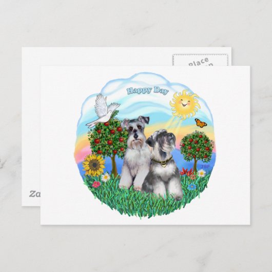 Schnauzers (twee) briefkaart (Voorkant / Achterkant)