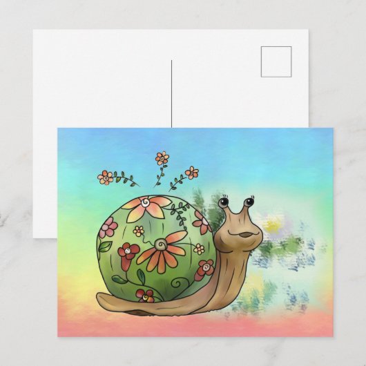 Schnecke am Teich Postkarte Briefkaart (Voorkant / Achterkant)