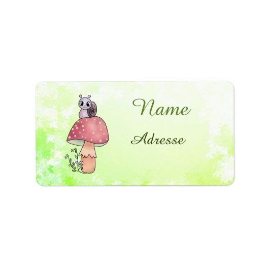 Schnecke mit Pilz Etiket (Voorkant)