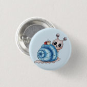 Schneckenhaus blau ronde button 3,2 cm (Voorkant /achterkant)