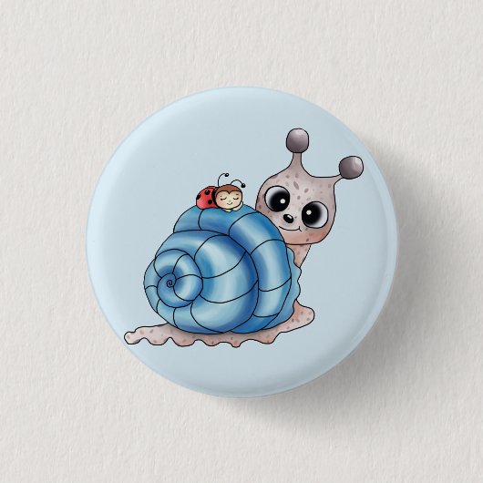 Schneckenhaus blau ronde button 3,2 cm (Voorkant)