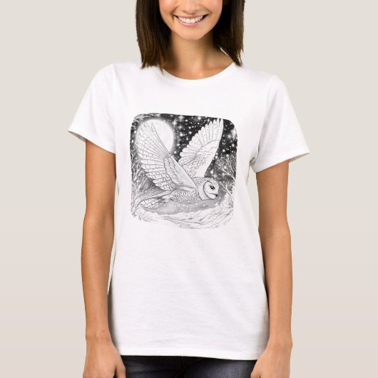 Schneeeule Eule bei Nacht unterm Sternenhimmel T-shirt (Voorkant)