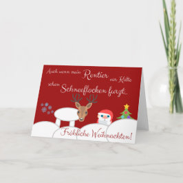 Schneeflocken furzendes Rentier zu Weihnachten! Kaart