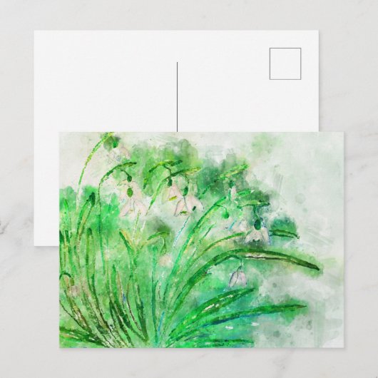 Schneeglöckchen Aquarell. Blumenaquarell gemalt. Briefkaart (Voorkant / Achterkant)